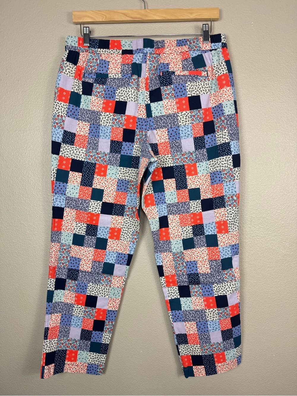 Lands’ End Patchwork Colorful Mid Rise Pull On Chino Ankle Pants Size 14W G - Picture 2 of 12